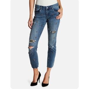Blank NYC Girlfriend Cropped Embellished Jeans
